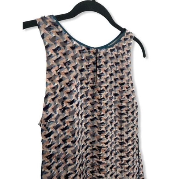 Marc by Marc Jacobs XS Puzzle Print Devore Velvet Sleeveless Blouse Tank Top Blu - Picture 5 of 7